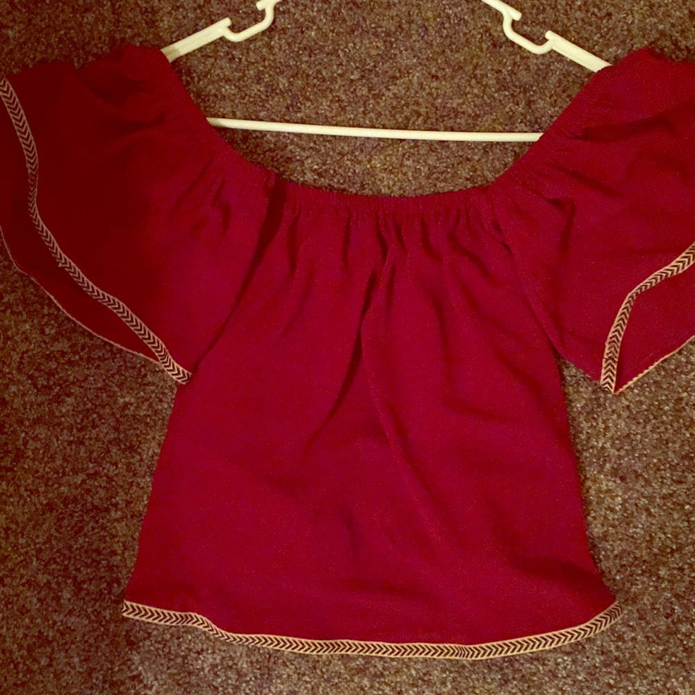 Off the shoulder, crop top that is a size small